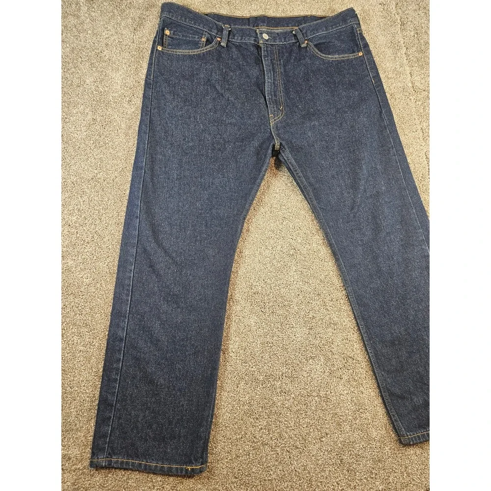 Levis 505 Regular Fit Jeans Mens 40x29 Dark Wash Indigo Blue Denim Straight Leg